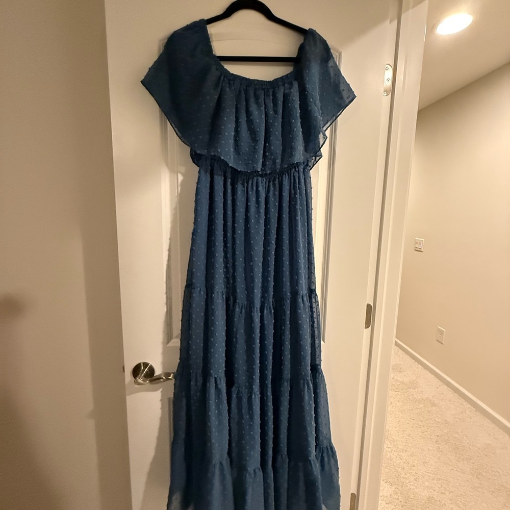 Baltic Born Blue Ruffle Maxi Dress